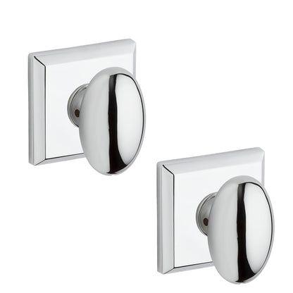 Baldwin - Ellipse Knob Set - Square Rose - Polished Chrome - Passage / Privacy - Grade 2
