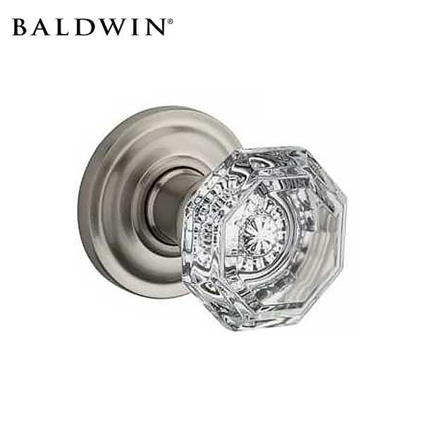 Baldwin Reserve - PV.CRY.TRR - Crystal Knob - Traditional Round Rose - 150 - Satin Nickel - Privacy - Grade 2 - UHS Hardware