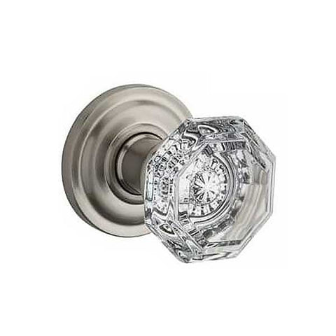 Baldwin Reserve - PV.CRY.TRR - Crystal Knob - Traditional Round Rose - 150 - Satin Nickel - Privacy - Grade 2 - UHS Hardware