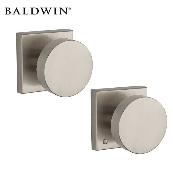 Baldwin Reserve - PV.CON.CSR - Contemporary Knob - Square Rose - 150 - Satin Nickel - Privacy - Grade 2 - UHS Hardware