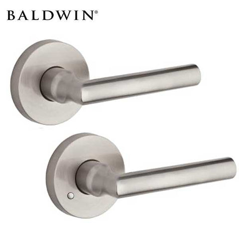 Baldwin Reserve - PV.TUB.CRR- Tubular Lever - Contemporary Round Rose - 150 - Satin Nickel - Privacy - Grade 2 - RH - UHS Hardware