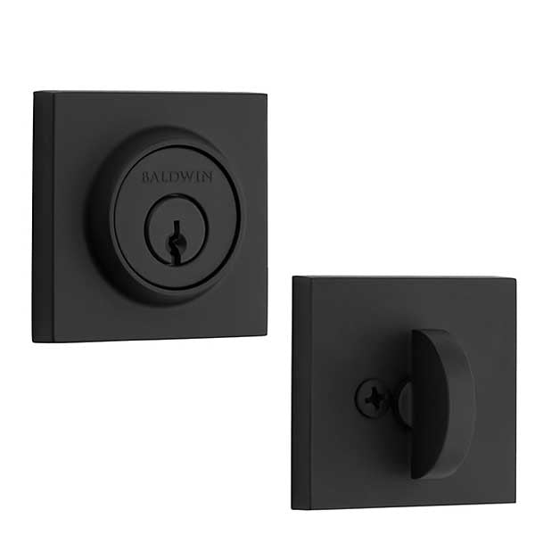 Baldwin Reserve - SC.CSD - Contemporary Square Deadbolt - Singl Cyl - 190 - Satin Black - Grade 2 - UHS Hardware