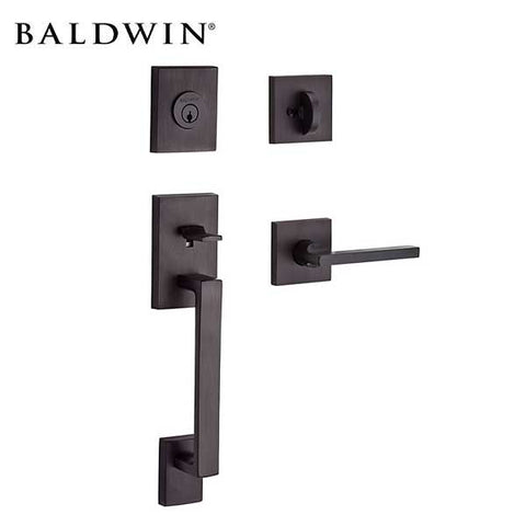 Baldwin Reserve - La Jolla Contemporary Lever Handleset - Singl Cyl - Contemporary Square Rose - 112 - Venetian Bronze - Grade 2 - RH - UHS Hardware