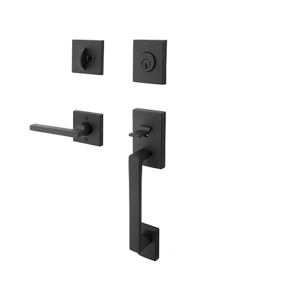 Baldwin Reserve - La Jolla Contemporary Lever Handleset - Full Dummy - Square Rose - 190 - Satin Black - Grade 2 - Optional Handing - UHS Hardware
