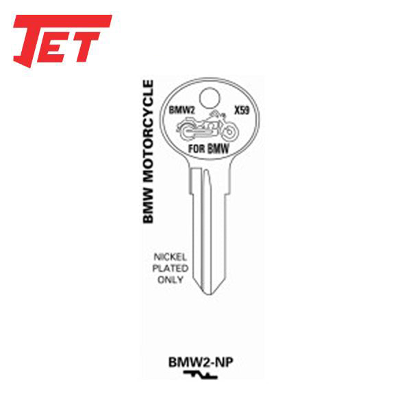 JET - BMW2-NP - BMW Nickel Plated Motorcycle Key Blank - UHS Hardware