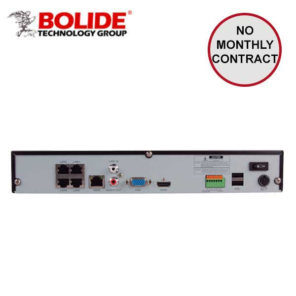 Bolide / 4 Channel / 8MP / 4K / NVR / 1 SATA / 8TB HDD / 4 Port POE / BN-NVR-4NX-S - UHS Hardware