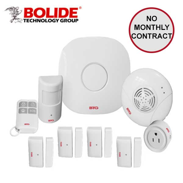 Bolide - Wireless Alarm Security Kit - 9 Pieces - Motion Sensors / Smart Plug / Central Hub - App Controlled - White - UHS Hardware