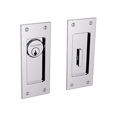 Baldwin Estate - PD006 - Small Santa Monica Pocket Door - Single Cylinder - Polished Chrome - Entrance - Grade 2 - UHS Hardware