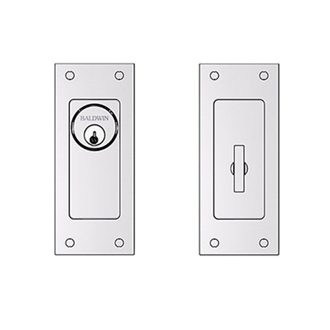Baldwin Estate - PD006 - Small Santa Monica Pocket Door - Single Cylinder - Polished Chrome - Entrance - Grade 2 - UHS Hardware