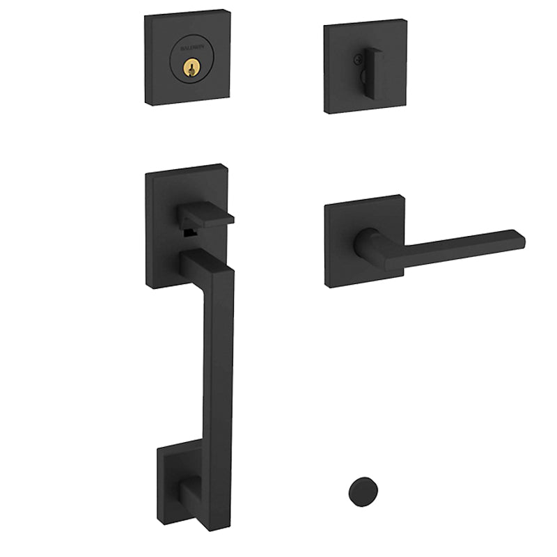 Baldwin Estate - 85390 - Minneapolis Sectional Handleset - Lakeshore Lever - Single Cylinder - 190 - Satin Black - Grade 2 - Left Handed - UHS Hardware