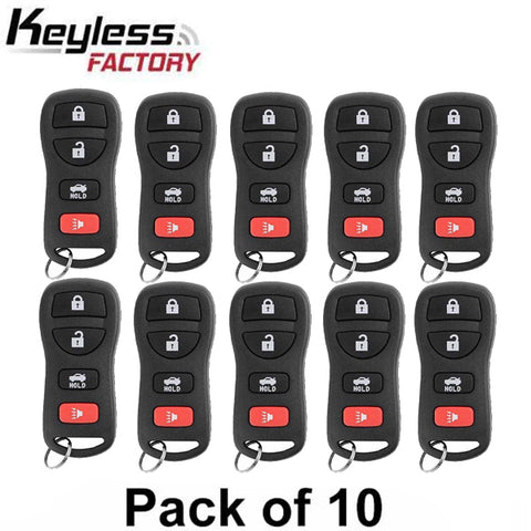 10 x 2002-2017 Nissan / Infiniti / 4-Button Keyless Entry Remote / KBRASTU15  (AFTERMARKET) (Pack of 10) - UHS Hardware