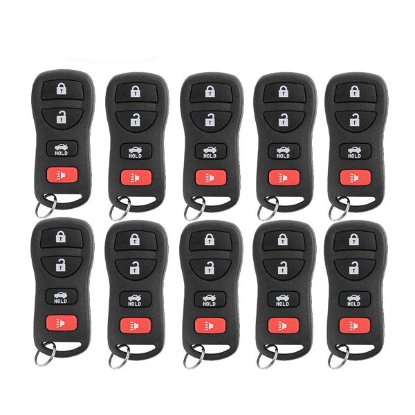 10 x 2002-2017 Nissan / Infiniti / 4-Button Keyless Entry Remote / KBRASTU15  (AFTERMARKET) (Pack of 10) - UHS Hardware