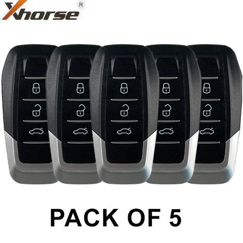 5 x Xhorse - XKFEF1EN / 3-Button Universal Remote Key for VVDI Key Tool (Wired) (Pack of 5) - UHS Hardware