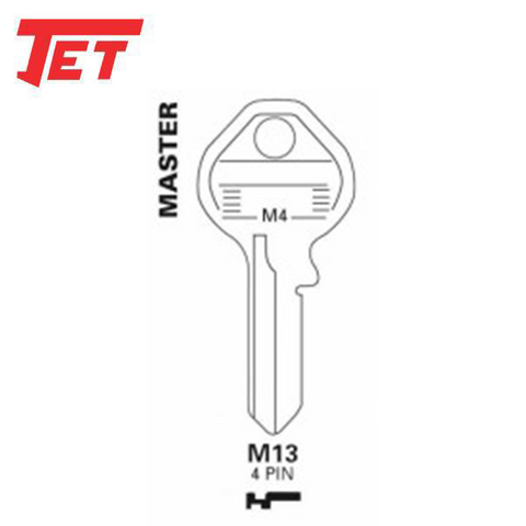 JET - M13 - Master Lock - 4-Pin Key Blank - UHS Hardware
