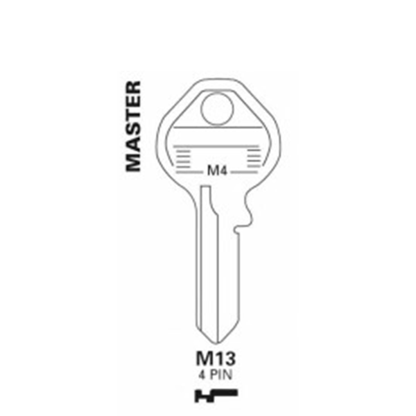 JET - M13 - Master Lock - 4-Pin Key Blank - UHS Hardware
