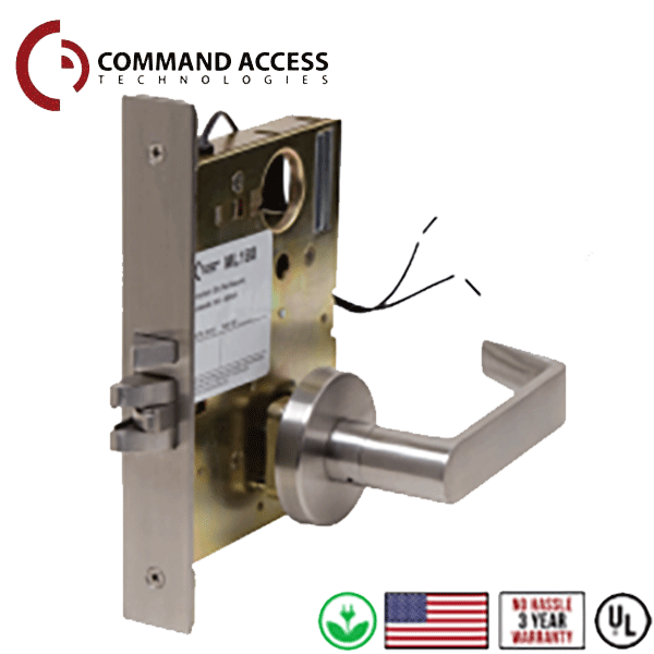 Command Access - Electrified Mortise Lever Set - Fail Safe - Storeroom - L6 - 24V - Satin Chrome - Grade 1 - UHS Hardware