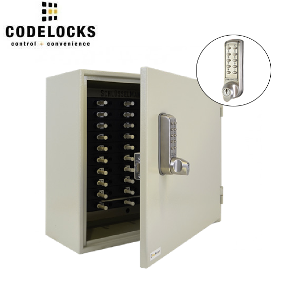 CodeLocks - Key Control Hook Key Control Cabinet w/ CL2255 - Brushed Steel - Electronic Lock - Tubular Mortise Latch - Optional Lock Prep - Optional Size - UHS Hardware