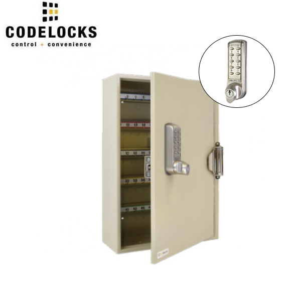 CodeLocks - Key Secure Hook Padlock Cabinet w/ CL2255 - Self Closing - Mechanical Lock - Tubular Mortise Latch - Hold Back Feature - QuickCode - Optional Cabinet Storage - UHS Hardware