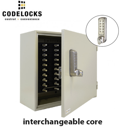 CodeLocks - Key Control Hook Key Control Cabinet w/ CL2255 - Brushed Steel - Electronic Lock - Tubular Mortise Latch - Optional Lock Prep - Optional Size - UHS Hardware