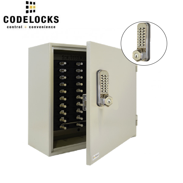 CodeLocks - Key Control Hook Key Cabinet w/ CL255 - Mechanical Lock - Tubular Latch - Optional Cabinet Storage - UHS Hardware
