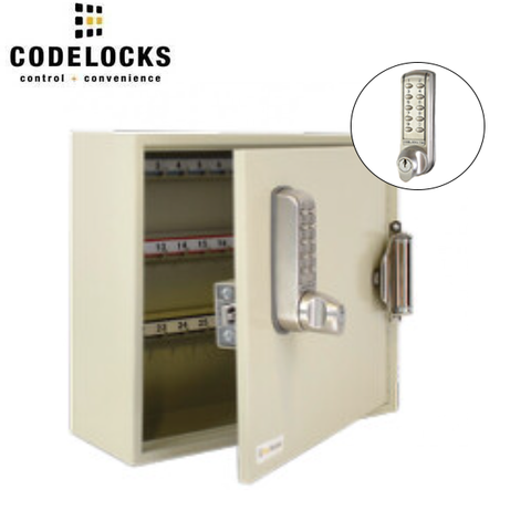 CodeLocks - Key Secure Hook Padlock Cabinet w/ CL2255 - Self Closing - Mechanical Lock - Tubular Mortise Latch - Hold Back Feature - QuickCode - Optional Cabinet Storage - UHS Hardware