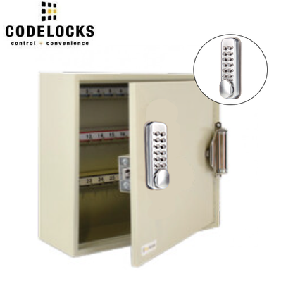 CodeLocks - Key Secure Hook Padlock Cabinet w/ CL160 - Self Closing - Mechanical Lock - Tubular Mortise Latch - Hold Back Feature - QuickCode - Optional Cabinet Storage - UHS Hardware