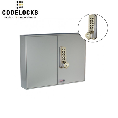 CodeLocks - Key Secure Hook Padlock Cabinet w/ CL255 - Brushed Steel - Mechanical Lock - Tubular Mortise Latch - Optional Storage - UHS Hardware