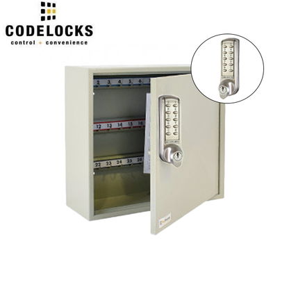 CodeLocks - Key Secure Hook Padlock Cabinet w/ CL2255 - Portable - Medium Duty - Electronic Lock - Tubular Mortise Latch - Key Override - Optional Lock Prep - 25 Padlocks - UHS Hardware
