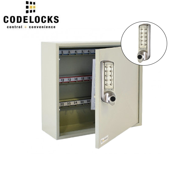 CodeLocks - Key Secure Hook Padlock Cabinet w/ CL2255 - Portable - Medium Duty - Electronic Lock - Tubular Mortise Latch - Key Override - Optional Lock Prep - 25 Padlocks - UHS Hardware
