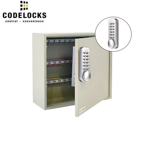 CodeLocks - Key Secure Hook Key Cabinet w/ CL160 - Portable - Mechanical Lock - Tubular Mortise Latch - Hold Back Feature - QuickCode - 50 Keys - UHS Hardware