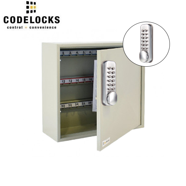 CodeLocks - Key Secure Hook Key & Padlock Cabinet w/ CL160 - Mechanical Lock - Tubular Mortise Latch - Hold Back Feature - QuickCode - Optional Storage - UHS Hardware