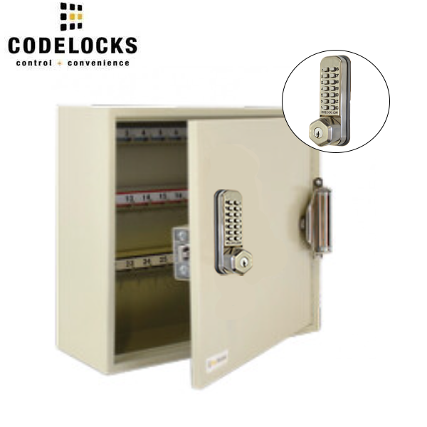CodeLocks - Key Secure Hook Key Cabinet w/ CL255 - Self Closing - Mechanical Lock - Tubular Latch - Optional Cabinet Storage - UHS Hardware