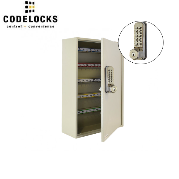 CodeLocks - Key Secure Hook Padlock Cabinet w/ CL255 - Brushed Steel - Mechanical Lock - Tubular Mortise Latch - Optional Storage - UHS Hardware