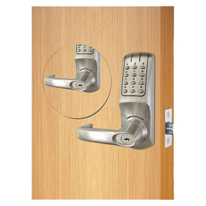 Code Locks - CL5210 - Electronic Door Lock - 2 3/4" Backset - Tubular Latchbolt - Code In / Out - Optional Cylinder Prep - Brushed Steel - Fire Rated - Grade 2 - UHS Hardware