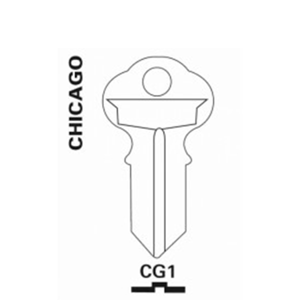 JET - CG1 - Double-Sided Chicago Cabinet Key - Brass - UHS Hardware