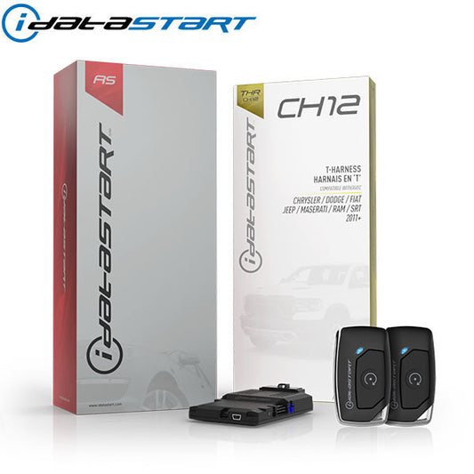 Firstech - iDatastart - Chrysler / Dodge / Fiat / Jeep / Ram - HC1111A / HC2312AC - 1 Button Remote - Optional 1-Way / 2-Way - Keyless Remote Start System Kit - Up to 3000ft - CH12 T-Harness - UHS Hardware