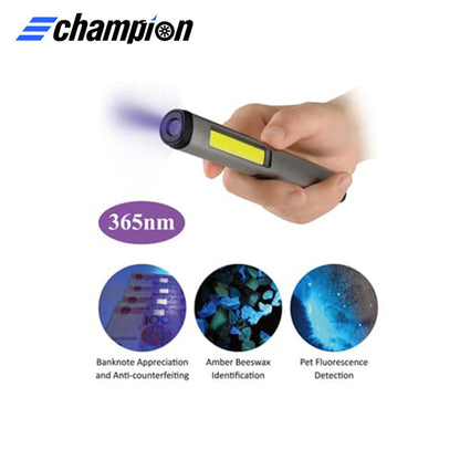 Champion - CP-R179 - 5W COB Rechargeable LED Pen Work Light w/ UV & Laser - 450 Lumens Side Light / 140 Lumens Tail Light - 800mAh Rechargeable Battery