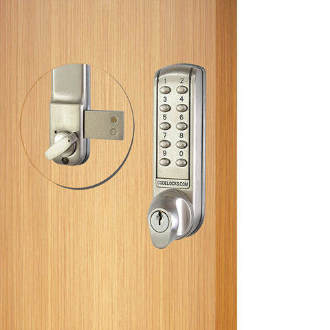 Code Locks - CL2200 - Electronic Door Lock - Dual Backset Latch 2 3/8" - 2 3/4" - Electronic Surface Deadbolt - Brushed Steel - UHS Hardware