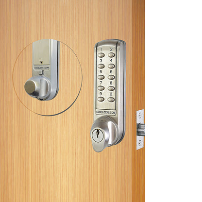 Code Locks - CL2255 - Electronic Door Lock - Dual Backset Latch 2 3/8" - 2 3/4" - Electronic Tubular Mortise Latch - Brushed Steel - UHS Hardware