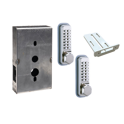 Code Locks - CL290 Gate Box Kit - Mechanical Lock - Light Duty - Dual Backset Deadlatch 2 3/8" - 2 3/4" Mortise Tubular Latchbolt Gate Box Kit - Code In / Out - Key Override - Optional Finish - Fire Rated - Grade 2 - UHS Hardware