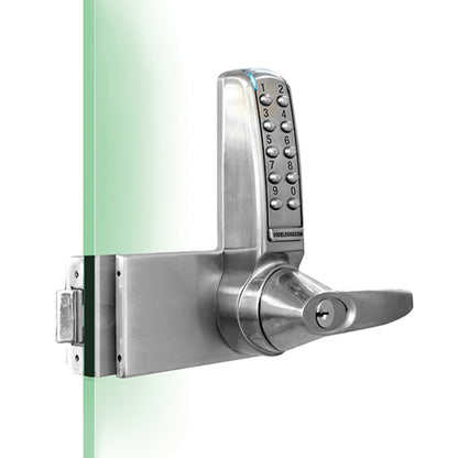 Code Locks - CL4000 - Electronic Glass Door Lock - Optional Handing - Brushed Steel - UHS Hardware