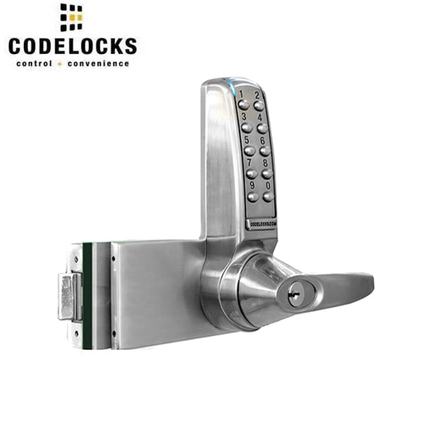 Code Locks - CL4000 - Electronic Glass Door Lock - Optional Handing - Brushed Steel - UHS Hardware