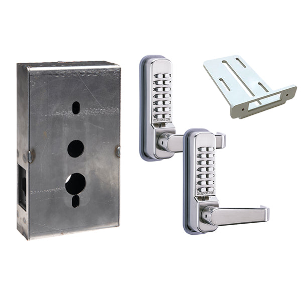 Code Locks - CL410 Gate Box Kit - Mechanical Lock - Medium Duty - Tubular Latch Bolt Gate Box Kit - Code In / Out - Stainless Steel - UHS Hardware