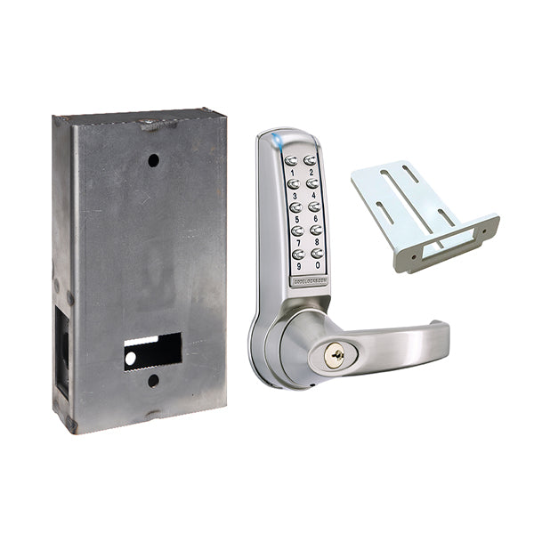CodeLocks - CL4210 Gate Box Kit - Electronic Door Lock - Electronic Tubular Latchbolt Gate Box Kit - Brushed Steel - UHS Hardware