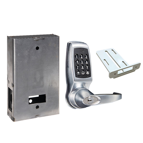 CodeLocks - CL4510 Gate Box Kit - Electronic Smart Lock - Tubular Latch Bolt Gate Box Kit - Entrance - Brushed Steel - UHS Hardware