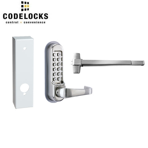 CodeLocks - CL500 Gate Box Kit - Mechanical Lock - Exit Trim with Panic Rim Exit Device Gate Box Kit - Optional Rim Size -  Heavy Duty - Panic Access Kit - Stainless Steel - UHS Hardware