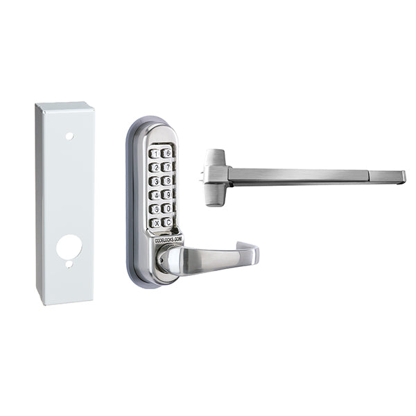 CodeLocks - CL500 Gate Box Kit - Mechanical Lock - Exit Trim with Panic Rim Exit Device Gate Box Kit - Optional Rim Size -  Heavy Duty - Panic Access Kit - Stainless Steel - UHS Hardware