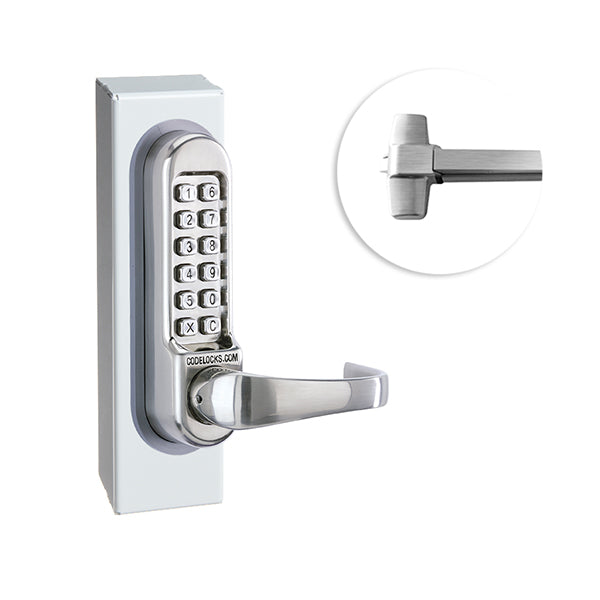 CodeLocks - CL500 Gate Box Kit - Mechanical Lock - Exit Trim with Panic Rim Exit Device Gate Box Kit - Optional Rim Size -  Heavy Duty - Panic Access Kit - Stainless Steel - UHS Hardware