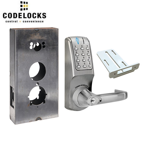 CodeLocks - CL5210 Gate Box Kit - Electronic Door Lock - Tubular Latchbolt Gate Box Kit - Brushed Steel - Fire Rated - Grade 2 - UHS Hardware