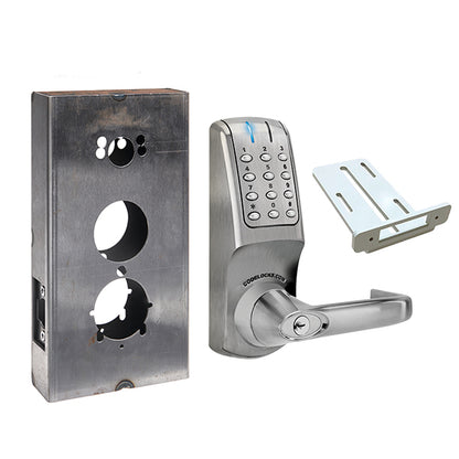 CodeLocks - CL5210 Gate Box Kit - Electronic Door Lock - Tubular Latchbolt Gate Box Kit - Brushed Steel - Fire Rated - Grade 2 - UHS Hardware